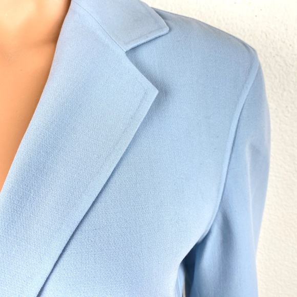 Celine Lite Blue Wool 2-Piece Suit Set Blazer Size 40 France USA 8 Lightweight - Picture 3 of 11